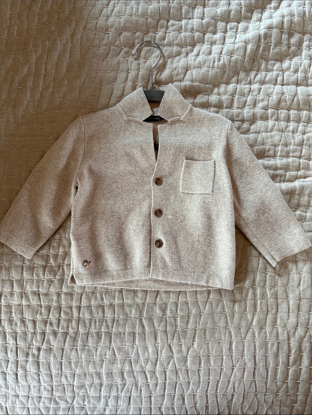 Mayoral Cream Knit Button-Front Kids Jacket